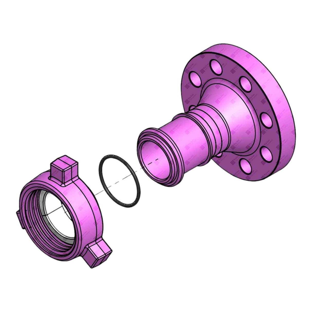 Flange Adapter, 2" 600# RF x 2" 206 M, BW XH DET, 1480 psi, Sour Service